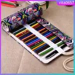 NEW 36/48/72 HOLES CANVAS WRAP ROLL UP PENCIL BAG PEN CASE H