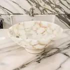 "Luxury Handcrafted White Agate Sink – Vanity Basin for Bathroom & Kitchen"