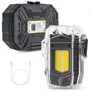 Electric Waterproof Lighter & Keychain Flashlight Arc Plasma Flameless Windproof