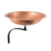 ACHLA Hammered Solid Birdbath, Wall Mount Bracket, Satin Copper - BBHC-02T-WM
