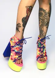 [Lemon Drop by Privileged] Tie Dye Mallory Platform Heels
