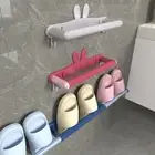 Punch Free Slippers Storage Rack Wall Mount Hanger Rack Towel Storage Shelf