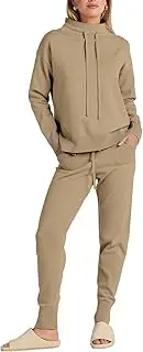 [ANRABESS] Women's Two Piece Outfits Long Sleeve Turtleneck Pullover Top & Drawstring Pants Sweatsuit Lounge Set