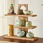 Desktop Antique Shelf Solid Wood Chinese Tea Set Tea Rack Rack teapot Rack Duobao Pavilion Display Rack Ornaments Teacup,A