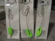 3 Katchum 4" Blade Runner Fishing Rig Wire Leader Double Hook Chartreuse Spinner