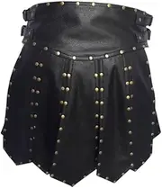 yuksok Men Cosplay Kilt Men's Utility Kilt Gift Unique Studded Kilt Roman Gladiator Kilt Cosplay Skirt for Halloween Larp Club Wear