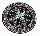 Round Marble Patio Table for Garden Antique Design Inlay Work Coffee Table Top