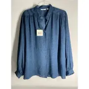 Uniqlo C Clare Waight Keller Blue Printed Volume Long Sleeve Blouse Large NEW