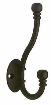 (5 Pack) Ball End Two Prong Coat Hook 5 1/8 inch - Dark Oil Rubbed Bronze P2669-