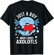 [X.Style] Cute Just A Boy Who Loves Axolotls Lover Toddler Gamer ds052 T-Shirt (S) Black