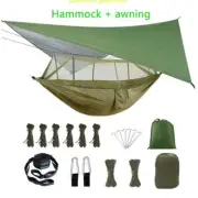 Camping Hammock With Mosquito Nets + Fly Rain Cover Tent Tarp Waterproof Outdoor
