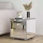 Mirror Bedside Table 3 Drawers Side Table Mirrored Nightstand for Bedroom Livin
