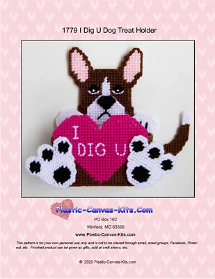 Valentine's Day I DIg U Dog Treat Holder-Plastic Canvas Pattern or Kit