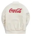 Men's Bomber Style Full-Snap Classic Cream Rib Knit Wool Varsity Jacket