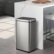Oikiture Rubbish Bin 40L Kitchen Bin with Sensor Automatic Rubbish Trash Can for Home and Kitchen Silver