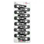 Scunci, Snap Hair Clip, Black, 12 Pieces