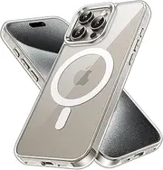 JETech Magnetic Case for iPhone 15 Pro 6.1-Inch Compatible with MagSafe Wireless Charging, Shockproof Phone Bumper Cover, Anti-Scratch Clear Back (Clear)
