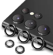 [JETech] Camera Lens Protector for Samsung Galaxy S22 Ultra 5G 6.8-Inch, 9H Tempered Glass Metal Individual Ring Cover, Easy Installation Tray, HD Clear, 1 Set (Phantom Black)