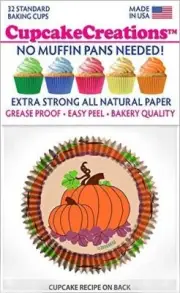 Cupcake Creations Pumpkin Patch Baking Papers Pack of 32 Cupcake Liners