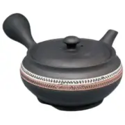 Teapot Kyusu Tokoname - TAKEHARU - Black 290 ml cc Stainless Mesh Almond Shaped