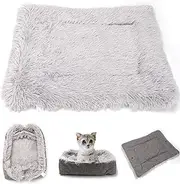 GYB 3 in 1 Cat Bed Small Dog Bed, Winter Self Warming Bed, Summer Cool Bed, Soft Cozy Bed, Calming Dog Crate Bed Pet Mat,25.6 X19.7inch,Grey