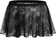 [ABAFIP] Sissy Skirts for Men Crossdressing Lingerie Sheer Lace Floral Flared Pleated Micro Mini Skirt Nightwear