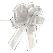 20pcs 7" Big Gift Wrapping Bows Organza Pull Bow Ribbon Chiffon Silver
