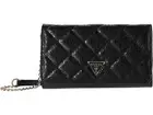 NEW Guess Women's Black Glossy Patent Quilted Chain Wallet Crossbody Purse