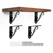 4 Pcs Decorative Shelf Brackets, 5" x 3" Floating Shelf Brackets, Black