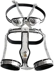 HCUDFN 3Pcs/Set SM Invisible Female Chastity Belt Bra Thigh Ring Metal Chastity Device Sex Toys for Women Couples(Waist 60~90cm)