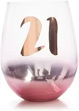 Tallulah DN-TBS_21 21st Birthday Blush Stemless Wine Glass, Clear