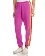 Aviator Nation Rainbow Stripe Sweatpants in Magenta/Orange/Yellow