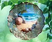 10" Ocean Beach Shells Rocks Hanging Wind Spinner Yard Decor Kinetic rws134