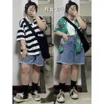 ✨新品特價✨大碼休閒短褲女2-300斤胖牛仔短褲女夏季2023新款高腰複古寬鬆直筒顯瘦五分褲 Z2HC