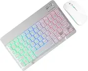 Wireless Keyboard and Set - Backlit 7 Colors, Low-Noise Keys, Portable Lightweight | Rechargeable Battery, Ergonomic Slim Design for Office, School, Laptop, and PC Accessories