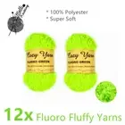 12x Fluoro Green Fluffy Knitting Yarn Feather Soft Fur Wool Ball Crochet Thread