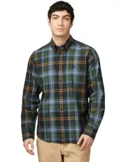 [Ben Sherman] Oversized Tartan Check Long Sleeve Shirt in Camouflage