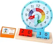 QUMIIRITY 1Set Wooden Clock Educational for Learning Tool for Ages Interactive Clock Model for Home and Kindergarten Use for Teaching Concepts