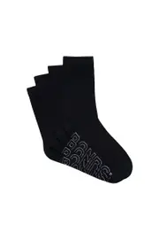[Bonds] Bonds Mens Logo Lightweight Crew 4 Pack Socks in Black Size: 11+, Cotton 11+ Black