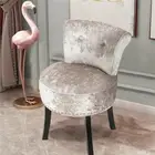Softest Crushed Velvet Vanity Stool Widen Dressing Table Buttoned Chair Bedroom