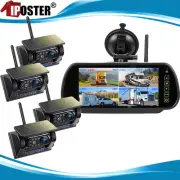 Wireless 7" Mirror Monitor DVR Solar Magnetic Backup Camera Standby for Caravan