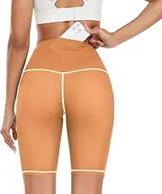 [GuoChe] Chocolate Orange Yoga Leggings for Women Tummy Control Stretchy Buttery Soft Leggings for Women X-Small
