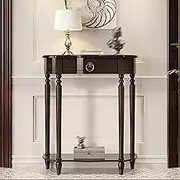 HOLGVE Console Table, Wood Sofa Table, Entryway Table with Drawers, Behind Couch Table with Lower Shel, Contemporary Accent Table, Hallway Table for Foyer(Black,23.6inch/60cm)