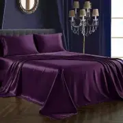 NEW - Silk Sensations Queen Sheets & Pillowcases - Purple Maroon - 4 Piece Set