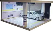 Simulation Car Garage Model 1:32 car Parking lot Scene 2 Parking Spaces with Lights Assembled Model Parking Space Display Stand Ornaments Display Case Model Garage Desktop