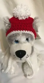 Dog Hat, All Sizes, XS, S, M, XM, L, XL Knitted Crocheted Pom Pet Hat - Snowball