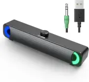 USB Computer Speaker, RGB Desktop Soundbar, Wired Sound Bar with Standard 3.5mm