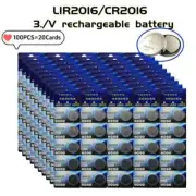 100PCS LIR2016 Rechargeable Battery 2016 charging 3.6v 20mAH CR2016 for watches