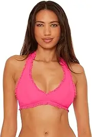 [BECCA] Women's Frills Halter Bikini Top, Adjustable, Tie Back, Swimwear Separates