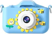 RETROGOO HD 96MPT Digital Camera Rechargeable Cameras with Zoom Compact Children's Sunflower Cartoon Camera,Blue